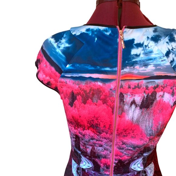 TED BAKER - Vibrant Pink and Blue Bodycon Mini Dress Size 3 (US 8) - Picture 6 of 11